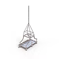 Modern Metal Swing Chair With Chain Suspension Grid Seat And Minimalist Design