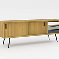 Modern Wooden TV Stand With Sleek Design Cabinets Drawers And Metal Legs
