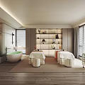 Modern SPA Interior With Massage Beds Bathtub And Storage Shelves