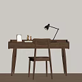 Quiet Ancient Learning Table Quiet Ancient Style Desk and Chair 3d model