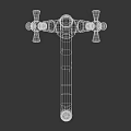 Chrome Plated Silver Faucet With Cross Handles And Elegant Smooth Classic Design