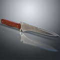 Sharp Silver Knife With Brown Wooden Handle Sleek Design On Gray Background With Reflection