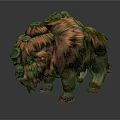 Game Movie Character With Red Fur And Green Stone Back Fierce Monster Design