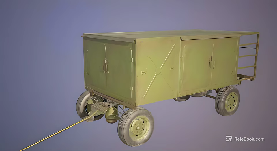 Green Wheeled Industrial Equipment Cargo Trailer for Transport and Storage 3d model 