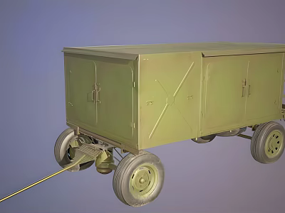 Green Wheeled Industrial Equipment Cargo Trailer for Transport and Storage 3d model