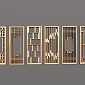 Elegant Wooden Partition Screens With Multiple Geometric Patterns And Designs 3d model