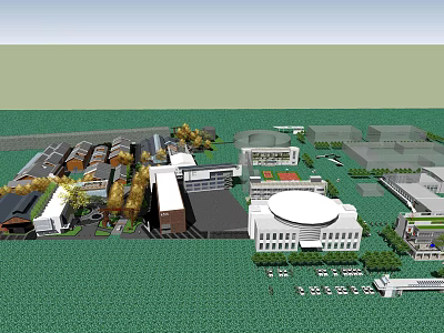 Modern Office Building Complex With Green Landscape And Parking Facilities 3d model