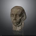 Artistic Clay Sculpture of Human Head with Detailed Facial Features and Expressions