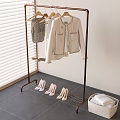 Iron Clothes Hanger Floor Hanger Clothes Women's Clothing Leather Shoes Storage Basket 3d model