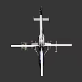 Military Helicopter With Blue Canopy White Rotors And Missiles On Dark Surface