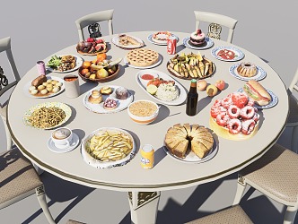 Table and Food 3d model