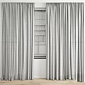Layered Navy Blue and White Curtains with Geometric Pattern for Window Decor