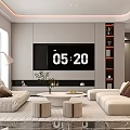 Modern Living Room Interior With Beige Sofa Round Coffee Table And Floor To Ceiling Window