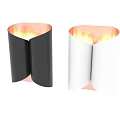 Modern Curved Wall Lamps With White Black Sleek Finish And Copper Accents