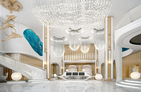 Light Luxury Hall Reception Hall 3d model