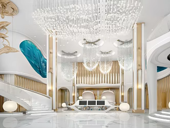 Light Luxury Hall Reception Hall 3d model