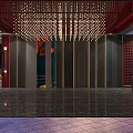 Modern Store Front Desk Design With Hanging Lights And Marble Reception Counter 3d model