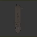 Brown Wooden Sailboat Model With Two Masts And Deck Structures On Gray Background 3d model