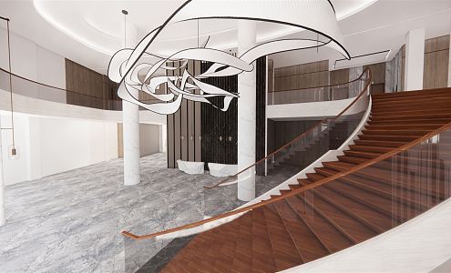 Modern Hall Hotel Lobby 3d model