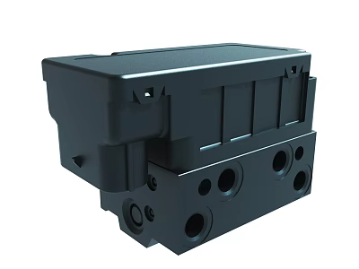 Black Industrial Machinery Component With Multiple Holes And Structural Design 3d model