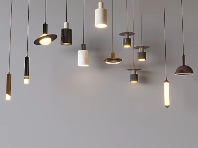 Modern Pendant Lights with Various Shapes Colors and Designs for Home Interior 3d model