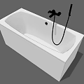 White Modern Freestanding Bathtub With Black Faucet And Handheld Shower Fixture