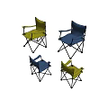 Green And Blue Folding Leisure Chairs With Canvas Seats And Metal Frames