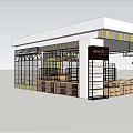 Colorful Striped Shopping Mall Store With Open Design And Display Shelves
