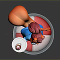 Animated Squirrel Character With Red Hair Blue White Apron Holding Ice Cream On Round Base