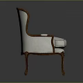Classic Single Sofa With Wooden Frame Carved Details And Light Colored Cushion