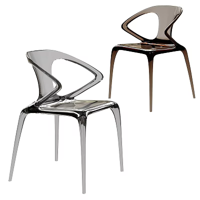 Modern Transparent Acrylic Chair With Curved Armrests And Sleek Slender Legs 3d model
