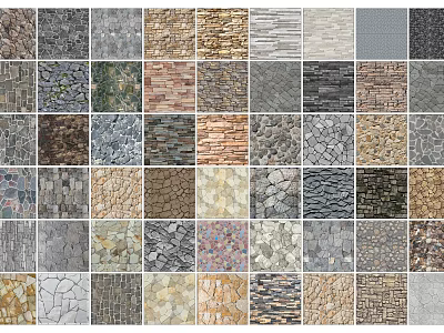 Creative Garden Ornaments Featuring Diverse Natural Stone Textures and Patterns 3d model