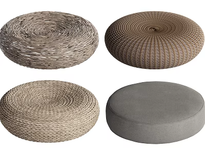 Woven And Fabric Round Cushions For Home Seating And Decor Use 3d model