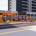 Modern Commercial Landscape With Retail Shops Outdoor Seating And Urban Architecture