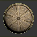 Scenic Landscape With Wooden Sphere Made Of Strips On Dark Background With Reflection
