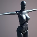 Silver Humanoid Smart Robot With Outstretched Arms And Muscular Body Design