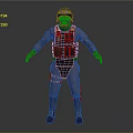 Character In Pink Uniform Wearing Helmet Goggles Black Bulletproof Vest Green Gloves And Black Boots