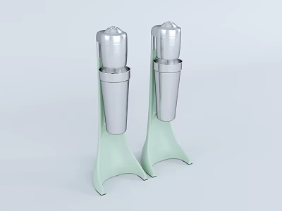 Two Silver Kitchen Blenders With Light Green Bases Placed Side By Side 3d model