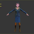 Game Movie Character Wearing Blue Uniform With Hat Red Hair Brown Boots Arms Outstretched
