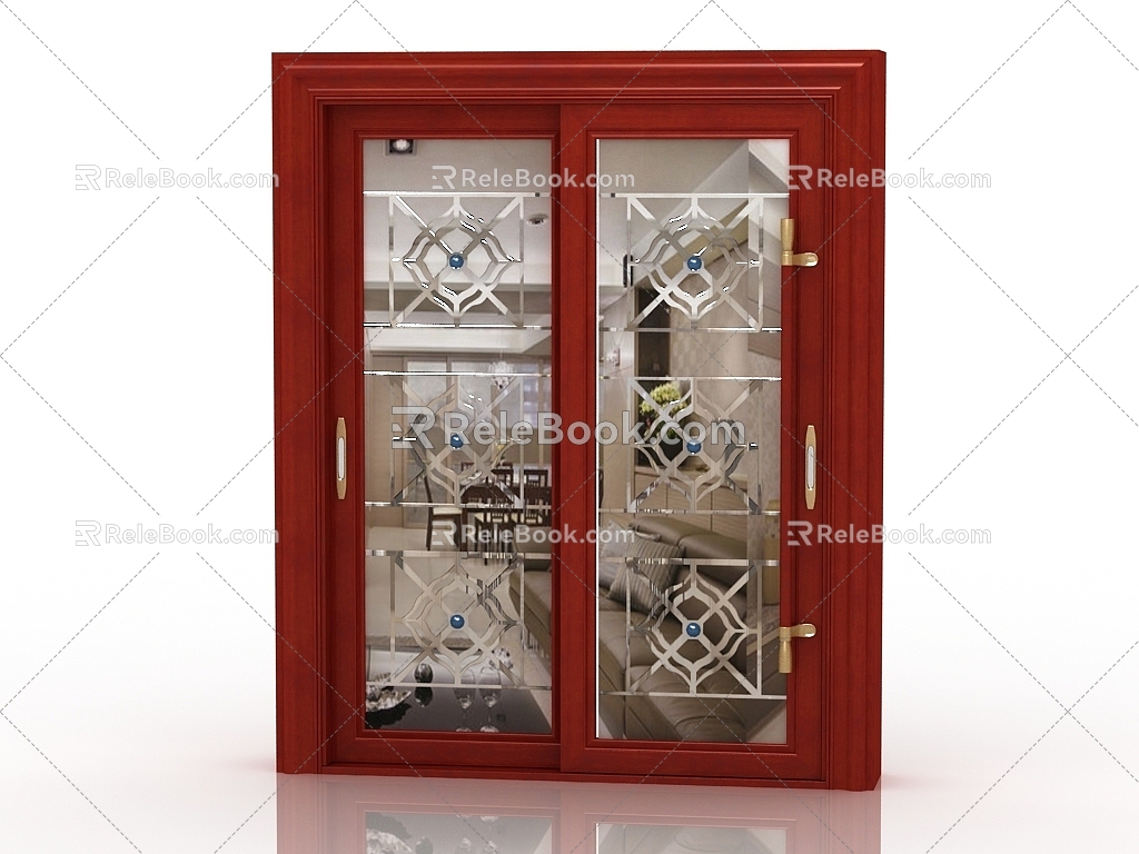 Jianou solid wood door interior door door 3d model