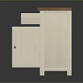 White Storage Cabinet with Two Drawers Open Door and Wooden Top for Home Organization