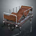 Sturdy Hospital Bed With Metal Frame Brown Mattress Side Rails And Wheels