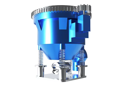 Detailed Industrial Blue Mechanical Device With Gear Springs And Metal Structure 3d model