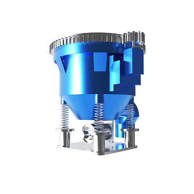 Detailed Industrial Blue Mechanical Device With Gear Springs And Metal Structure 3d model