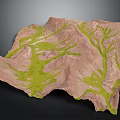 3D Terrain Model Featuring Mountainous Landforms Green Vegetation And River Networks