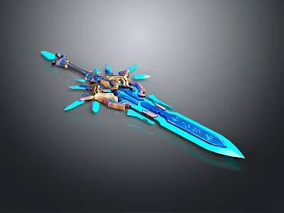 Mythical Blue And Gold Sword With Elaborate Glowing Details And Metallic Finish 3d model