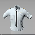 White Short Sleeve Pilot Shirt With Black Tie Yellow Striped Epaulets And Emblem
