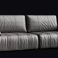 Modern Gray Leather Sectional Sofa With Stitch Details For Living Room