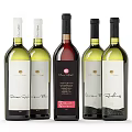 Stylish Wine Bottles And Glasses Display With Red White Wines And Unique Labels