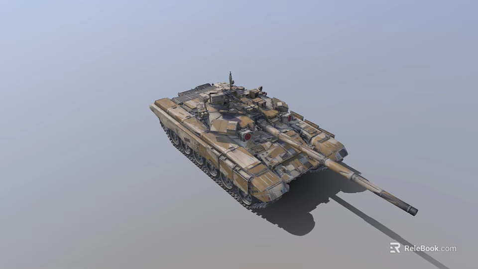 Military Tank Featuring Camouflage Pattern Main Cannon Armored Body And Track System 3d model 